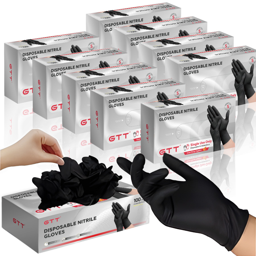 Exam Glove Nitrile - 100-1000 Stück Nitril-Untersuchungshandschuhe, schwarz, Großpackung, 4