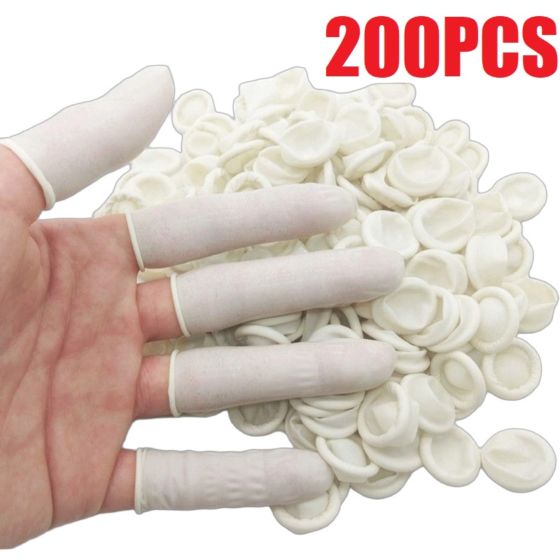 Latex Disposable Glove - 100/200 Stück Puderfreie Rutschfeste Fingerhandschuhe Einweg-Latex-Fingerlinge