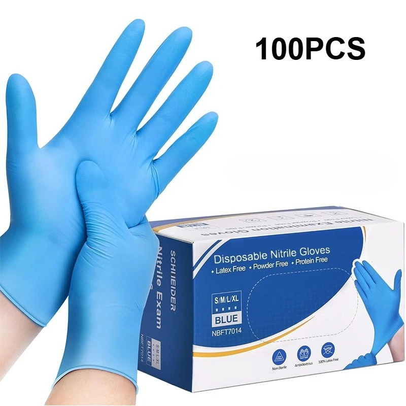 Latex Disposable Glove - 100 Stück blaue Nitril-Einweghandschuhe, latexfrei, Sicherheitsarbeitshandschuhe