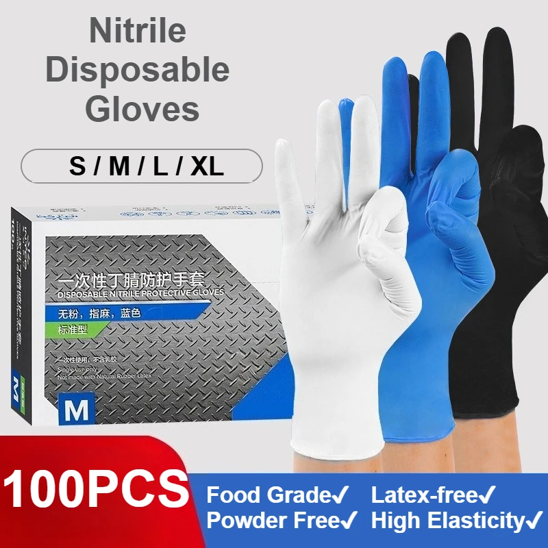 Exam Glove Nitrile - 100 Stück Nitril-Einweghandschuhe Schwarz/Weiß/Blau/Lila Latexfrei &
