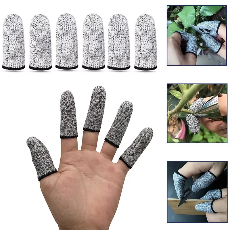 Cut Resistant Glove - 5-stufige Hochleistungs-Anti-Schnitt-Faserhandschuhe, 5 Paar Fingerschoner, Daumenprotektor,