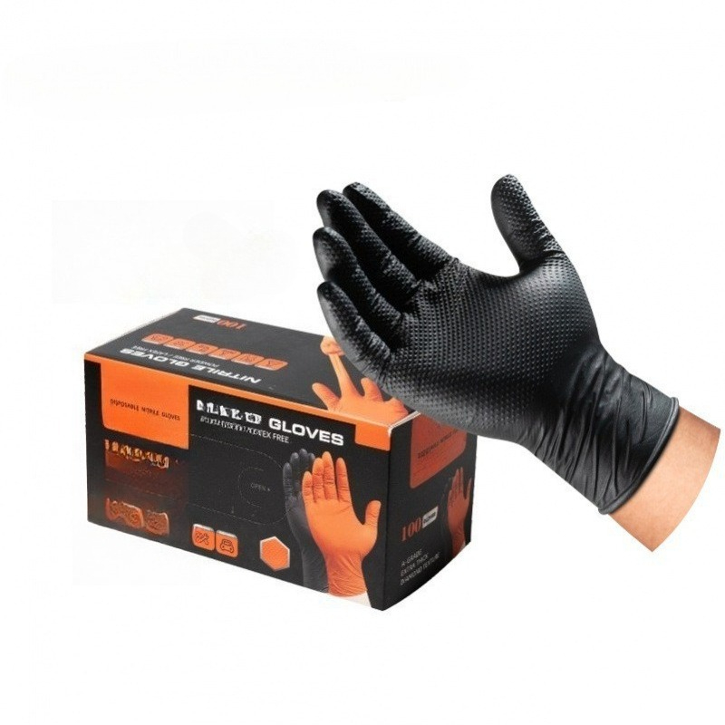 Nitrile Mechanic Glove - Hochbelastbare Diamantmuster-Nitrilhandschuhe Verstärkte Verschleißfeste Einweg-Nitril-Arbeitshandschuhe für