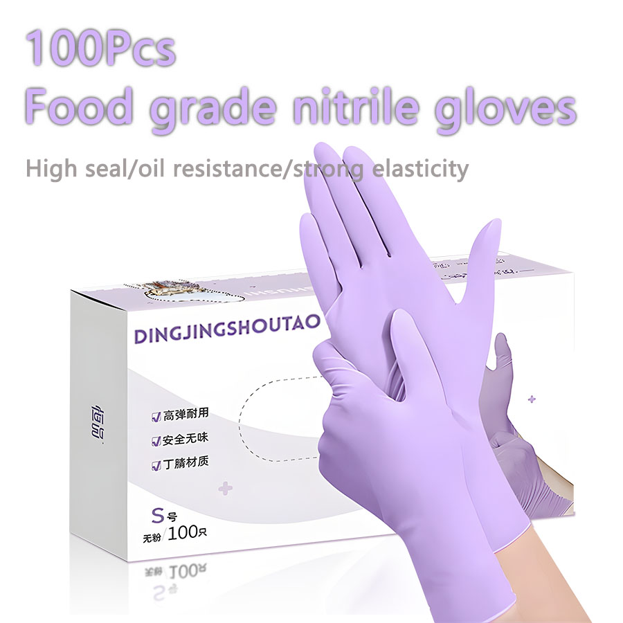 Exam Glove Nitrile - 20–300 Stück Nitril-Prüfungshandschuhe, Einweg-Lila-Fliederhandschuh, lebensmittelecht, steril,