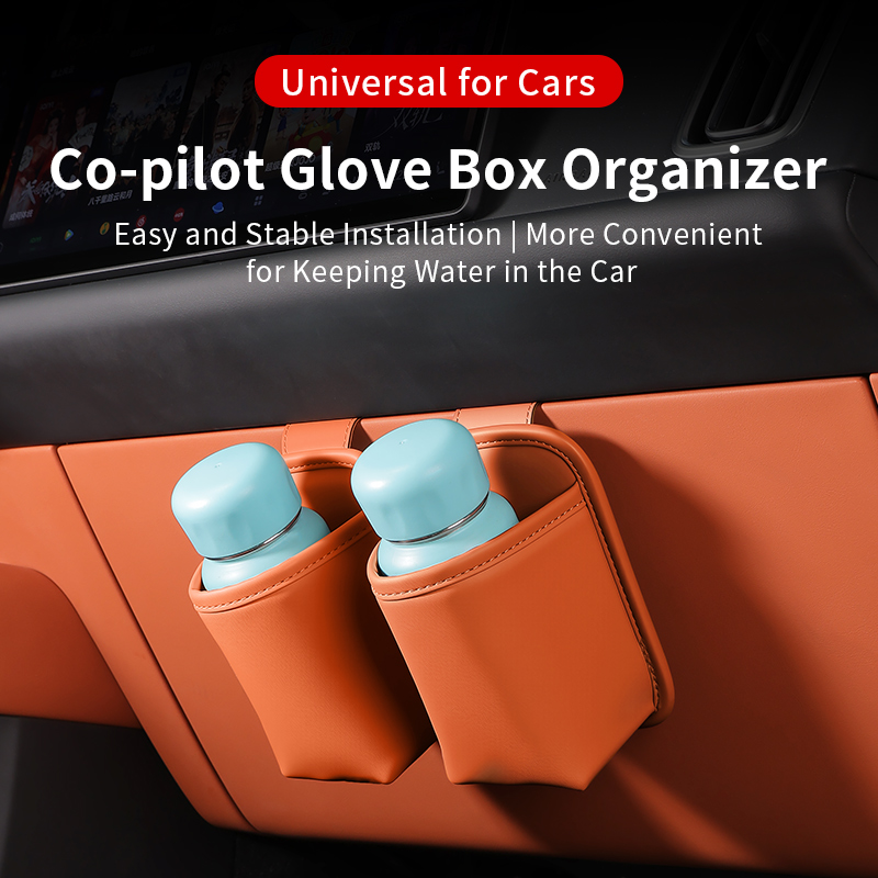 Leather Driving Glove - Auto-Handschuhfach-Organizer zum Aufhängen, bohrfreier Getränkehalter, Mini-Müllbeutel