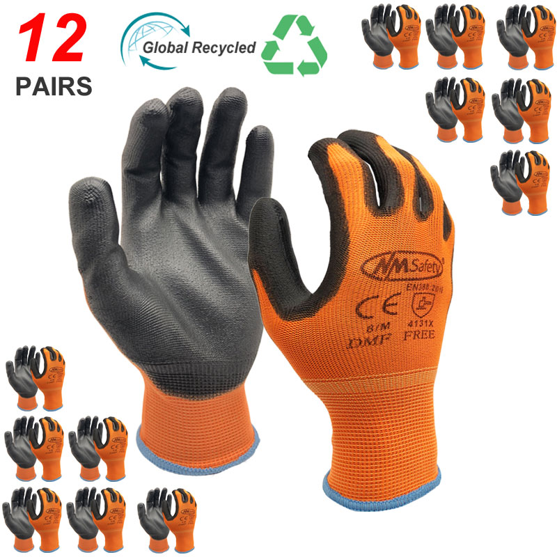 Nitrile Mechanic Glove - NMSafety 12-Paar Arbeitshandschuhe für PU-Handflächenbeschichtung, Sicherheitsschutzhandschuh