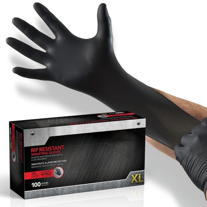 Latex Disposable Glove - 100 Stück Schwarze Nitrilhandschuhe Einweg Latexfrei