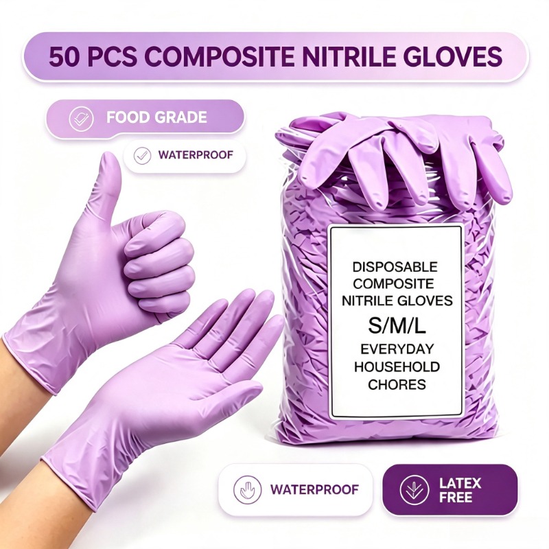 Exam Glove Nitrile - 50 Stück Nitril-Untersuchungshandschuhe Einweghandschuhe in Lila-Flieder