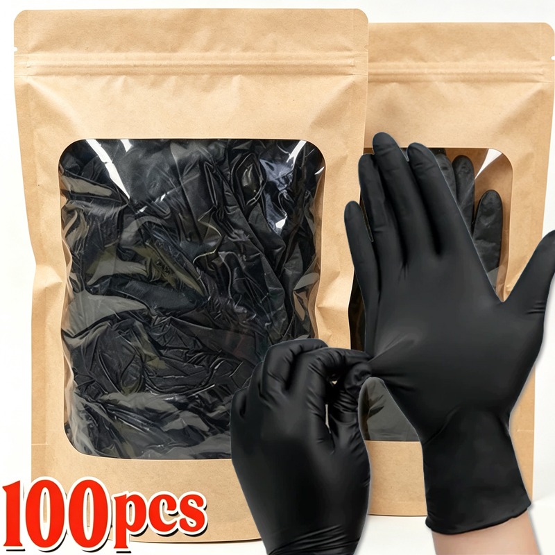 Latex Disposable Glove - 1/100 Stück Einweg-Handschuhe in Schwarz, Latexfrei,