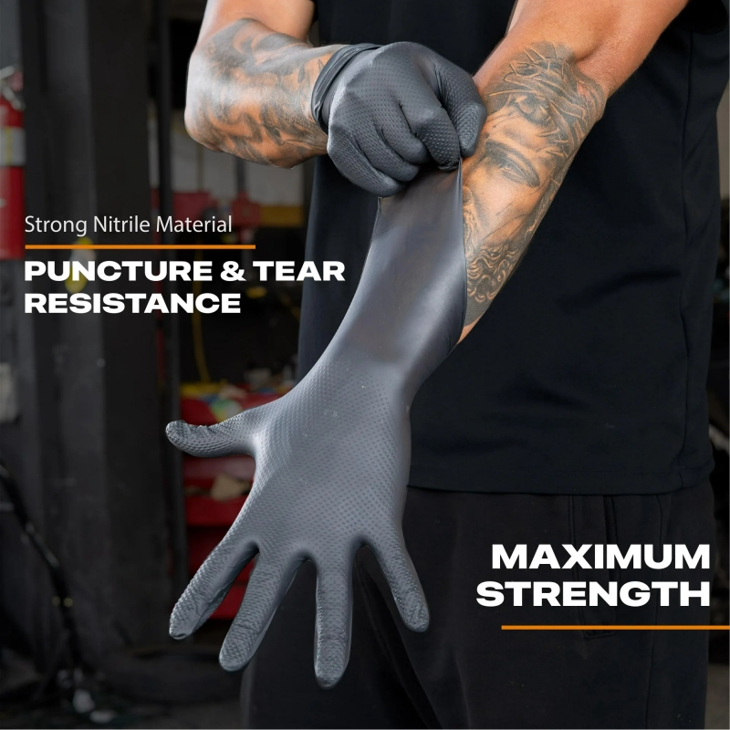 Schwarze, robuste Nitril-Einwe – Nitrile Mechanic Glove Bewertung und Preis