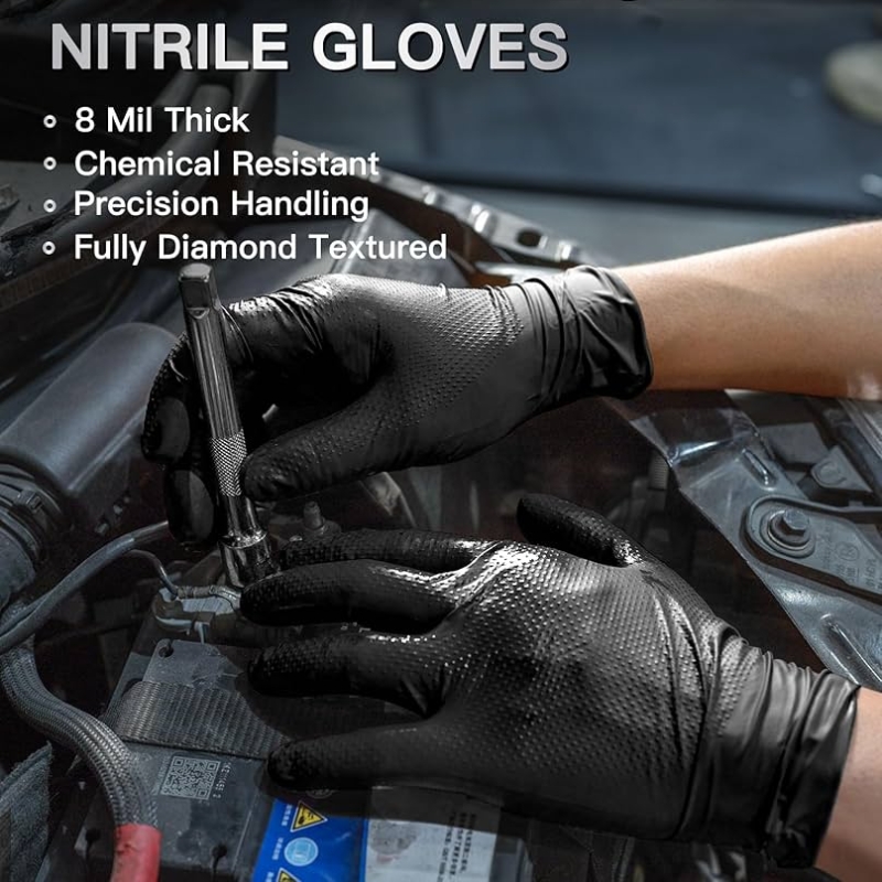 8Mil dicke, robuste Sicherheit – Nitrile Mechanic Glove Bewertung und Preis